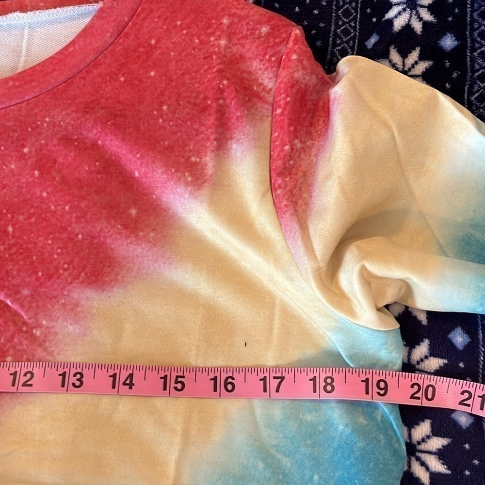 Red And Blue Tie Dye Long Sleeve Tee NWOT - Picture 5 of 7